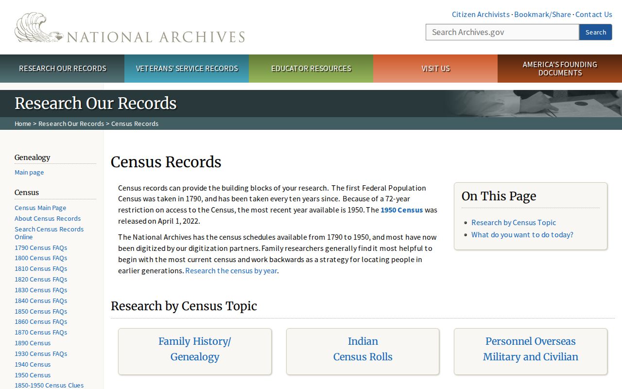 New Hope previous residents National Archives census research